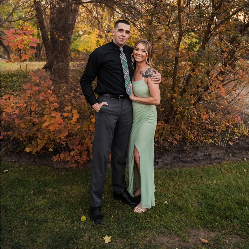 Azazie Elegant Sage Evening Dress